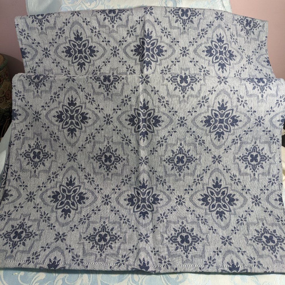 Luxurious Thick European Tea/Guest Towels Cotton Portugal Set  2 Blue